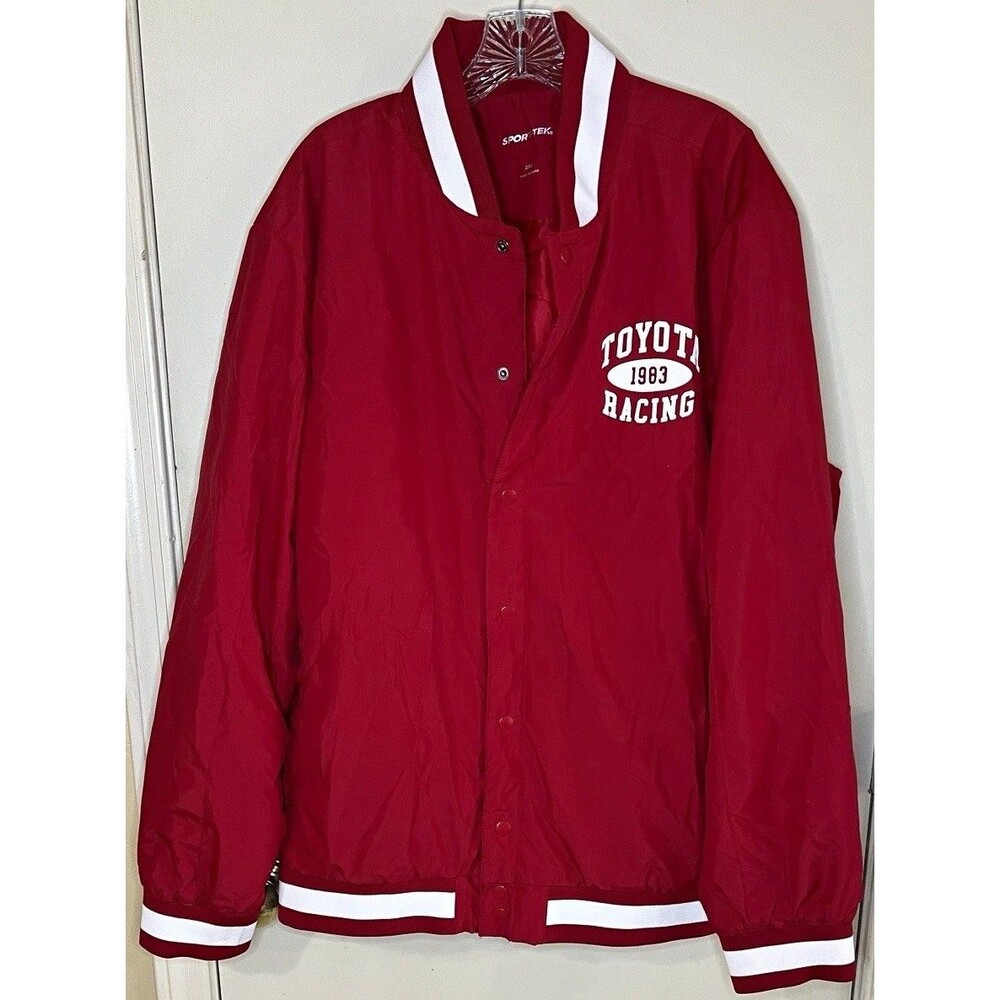 Sport-Tek Men's 2XL Red/White Varsity Jacket Snap Front Toyota Racing Logo